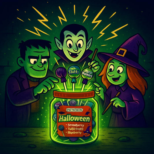 Assorted Halloween Lollipops Variety Pack – 35 oz (2.2 lb) Bag of Strawberry, Tutti Frutti & Blueberry Candy – Trick or Treat Monster Suckers, Individually Wrapped Dulces for Kids Parties & Favors