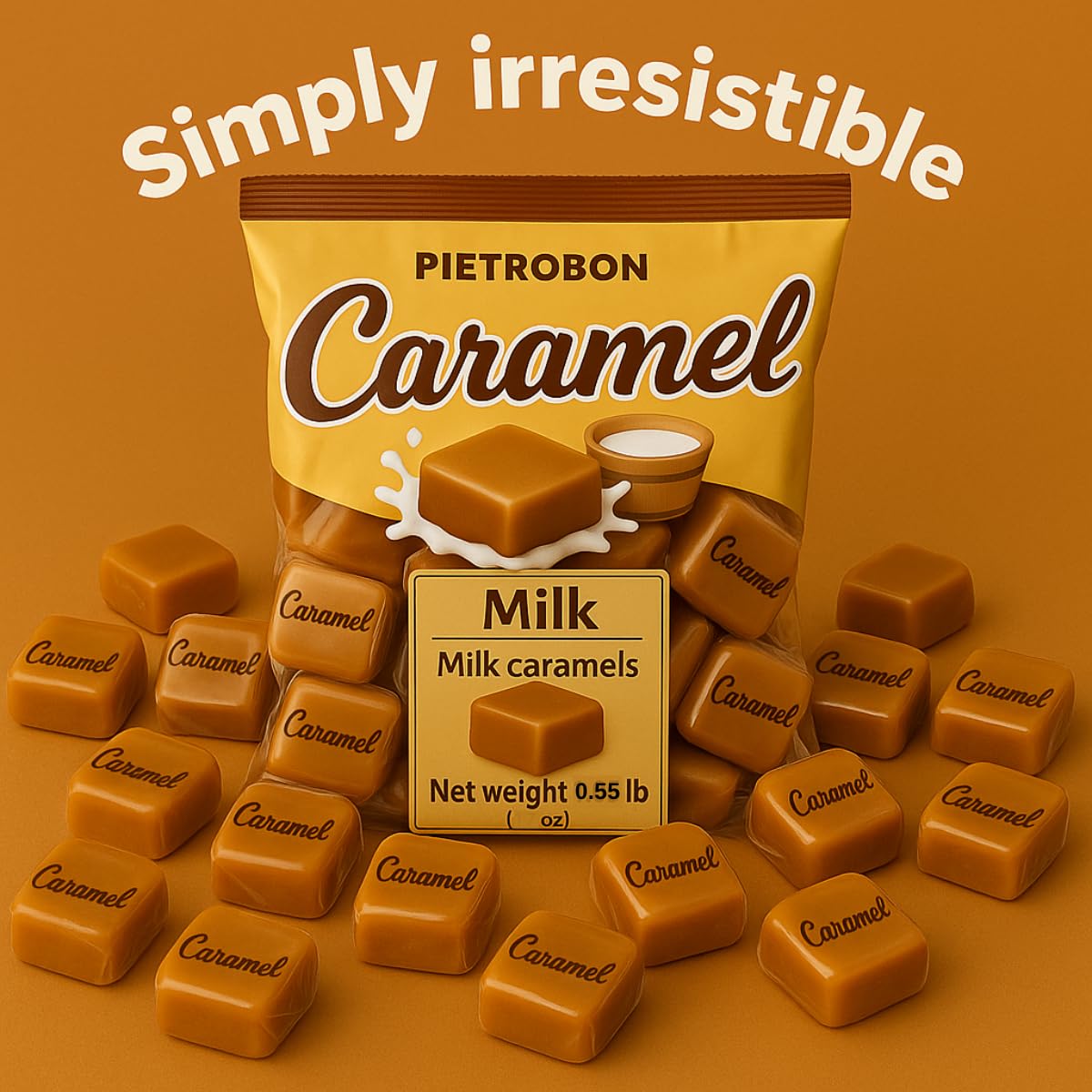Caramel Milk Candy 8.8oz – America’s Classic Individually Wrapped Creamy Chewy Cubes, Gourmet Soft for Snacks, Soft Retro Melts Creamy