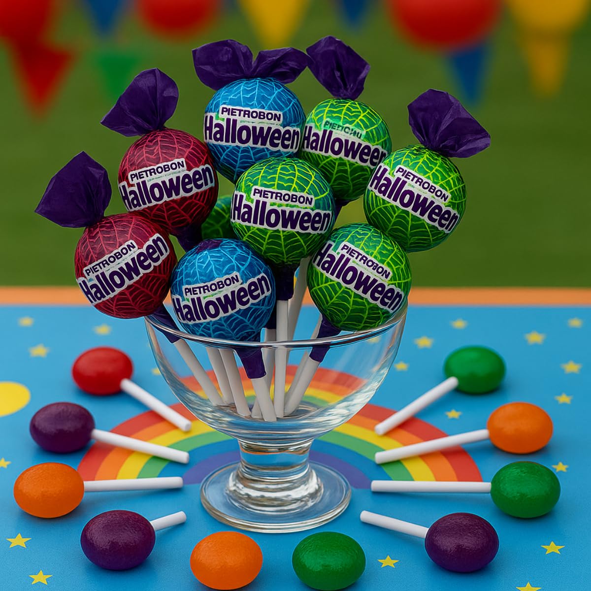 Assorted Halloween Lollipops Variety Pack – 35 oz (2.2 lb) Bag of Strawberry, Tutti Frutti & Blueberry Candy – Trick or Treat Monster Suckers, Individually Wrapped Dulces for Kids Parties & Favors