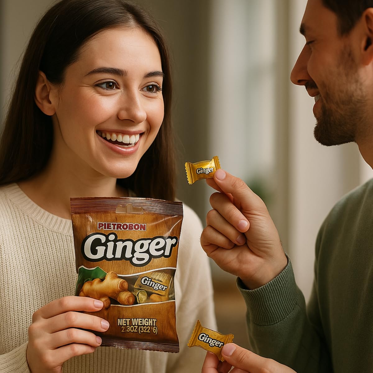 Ginger Hard Candy 3.5oz – Individually Wrapped Classic Hard Drops, Birthday Party Favors, Halloween, Everyday Sweets & Snacks