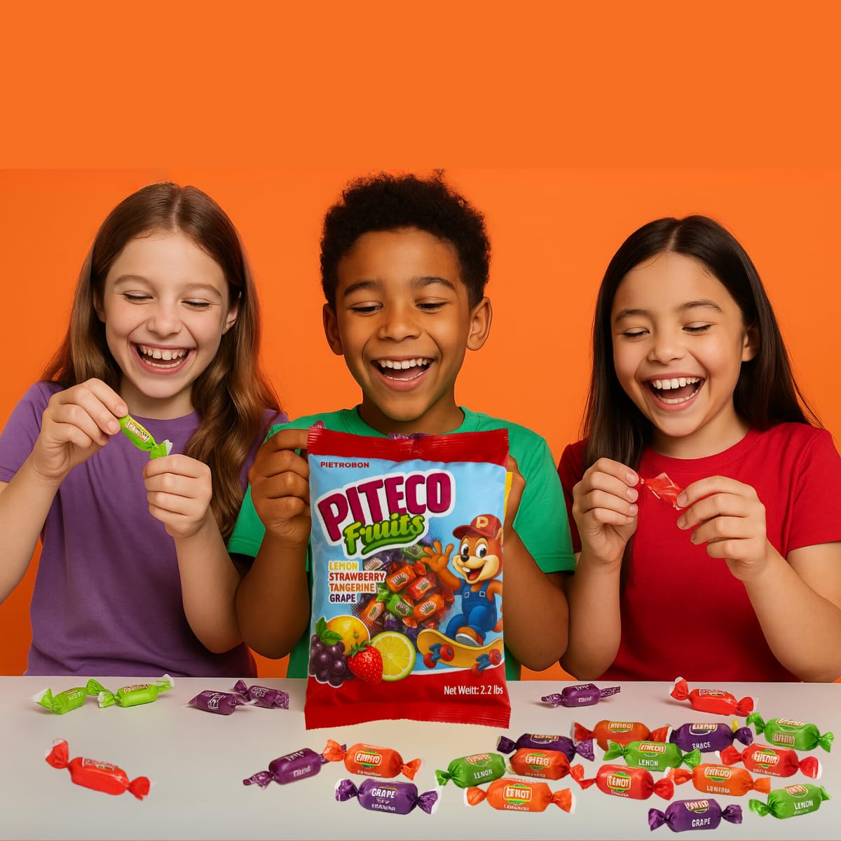 Fruits Assorted Candy Bag 35oz (2.2lb) – Individually Wrapped Soft Candy Variety Pack, Strawberry, Lemon, Grape, Tangerine Sweets, Halloween, Kids Snacks