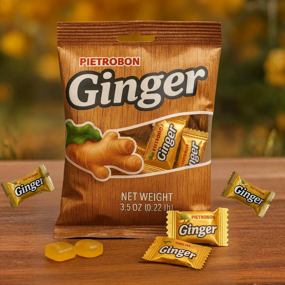 Ginger Hard Candy 3.5oz – Individually Wrapped Classic Hard Drops, Birthday Party Favors, Halloween, Everyday Sweets & Snacks