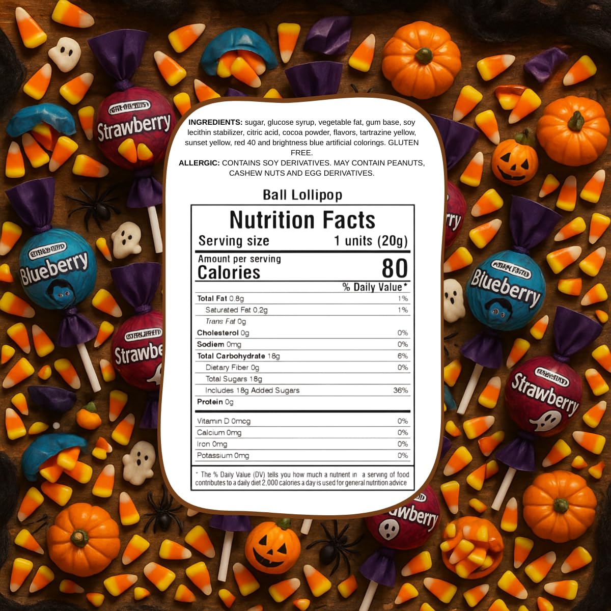 Assorted Halloween Lollipops Variety Pack – 17 oz (1 lb) Bag of Strawberry, Tutti Frutti & Blueberry Candy – Trick or Treat Monster Suckers, Individually Wrapped Dulces for Kids Parties & Favors