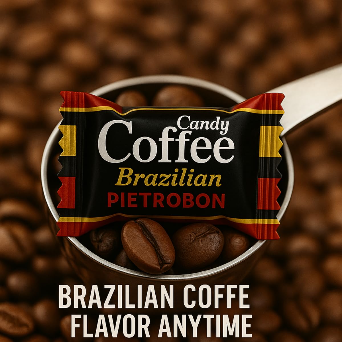 Brazilian Coffee Hard Candy 1lb 17oz – Gourmet Round Coffee Flavor, Dark Roast Hard Candy for Snacks, Party Favors & Everyday Treats