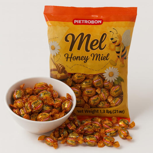 Honey Hard Candy 1.3lb 21oz – Individually Wrapped Brazilian Honey, Hard Candies Variety Pack, Birthday Party Favors, Halloween, Kids Snacks