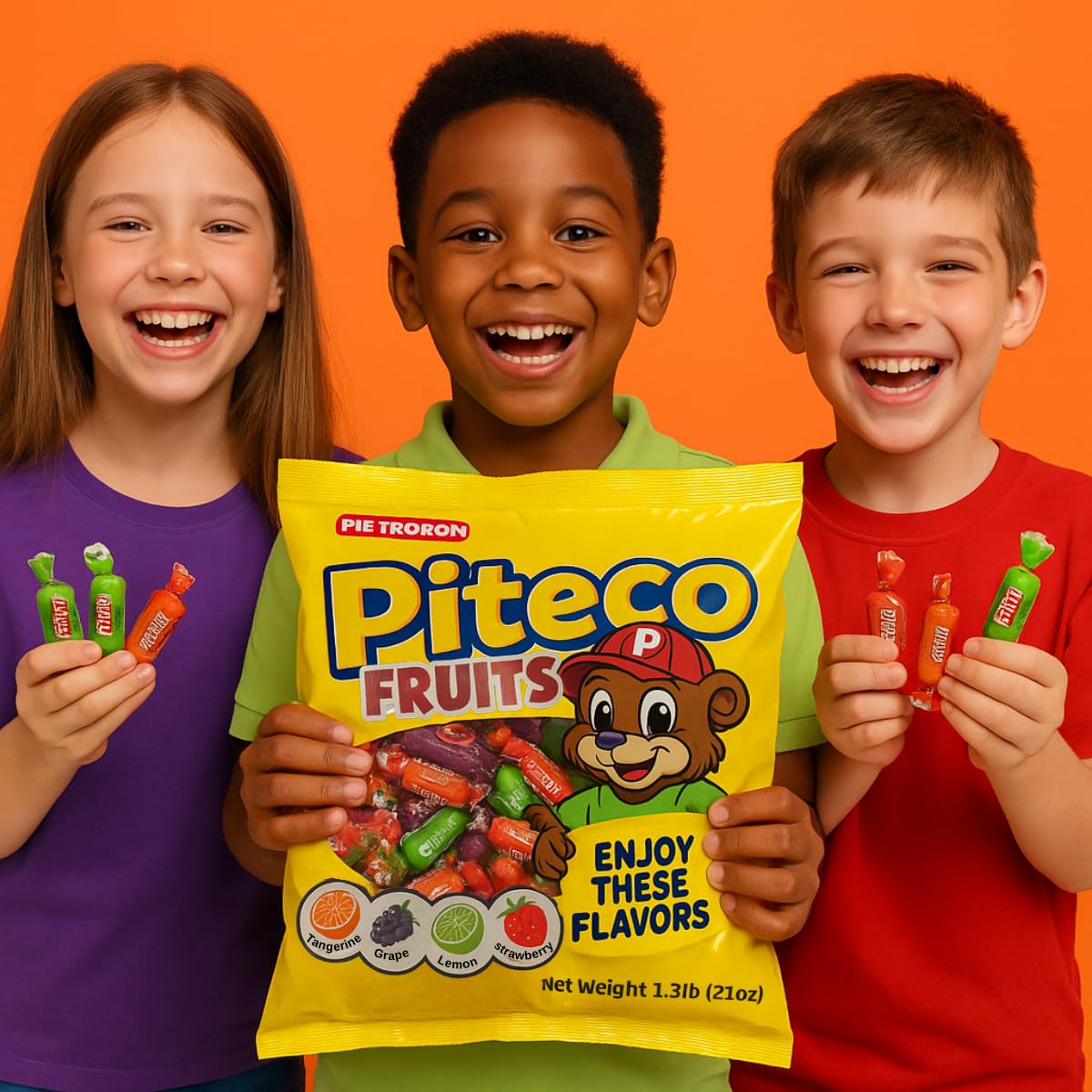 Fruits Assorted Fruit Candy bag 21oz 1,3lb – Individually Wrapped Soft Candy Variety Pack, Strawberry Lemon Grape tangerine Sweets, Halloween, Kids Snacks