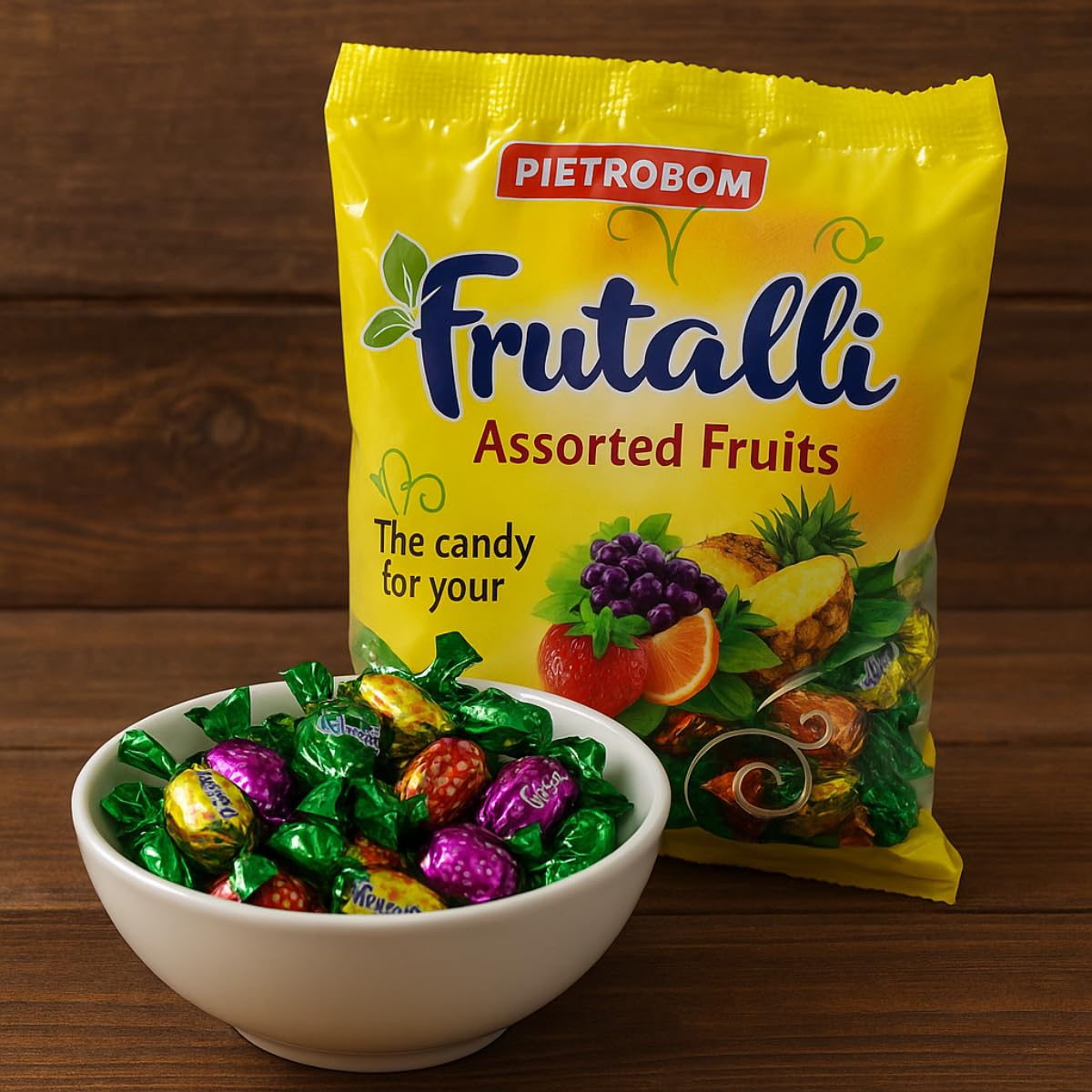 Frutalli Assorted Fruit Candy Bag 150 Count 1.3Lb – 21oz Individually Wrapped Variety Pack, Strawberry Orange Pineapple Grape Sweets, Halloween, Kids