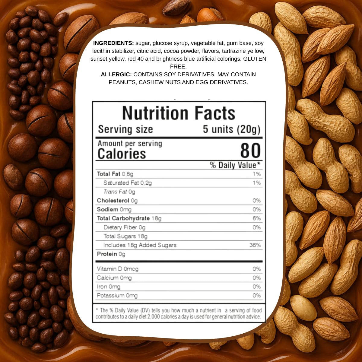 Cashew Nut Caramel Candy 21oz 1.3lb – Premium Milk Caramel with Nuts, Individually Wrapped Gourmet, Snacks, Retro Sweets Big Bag