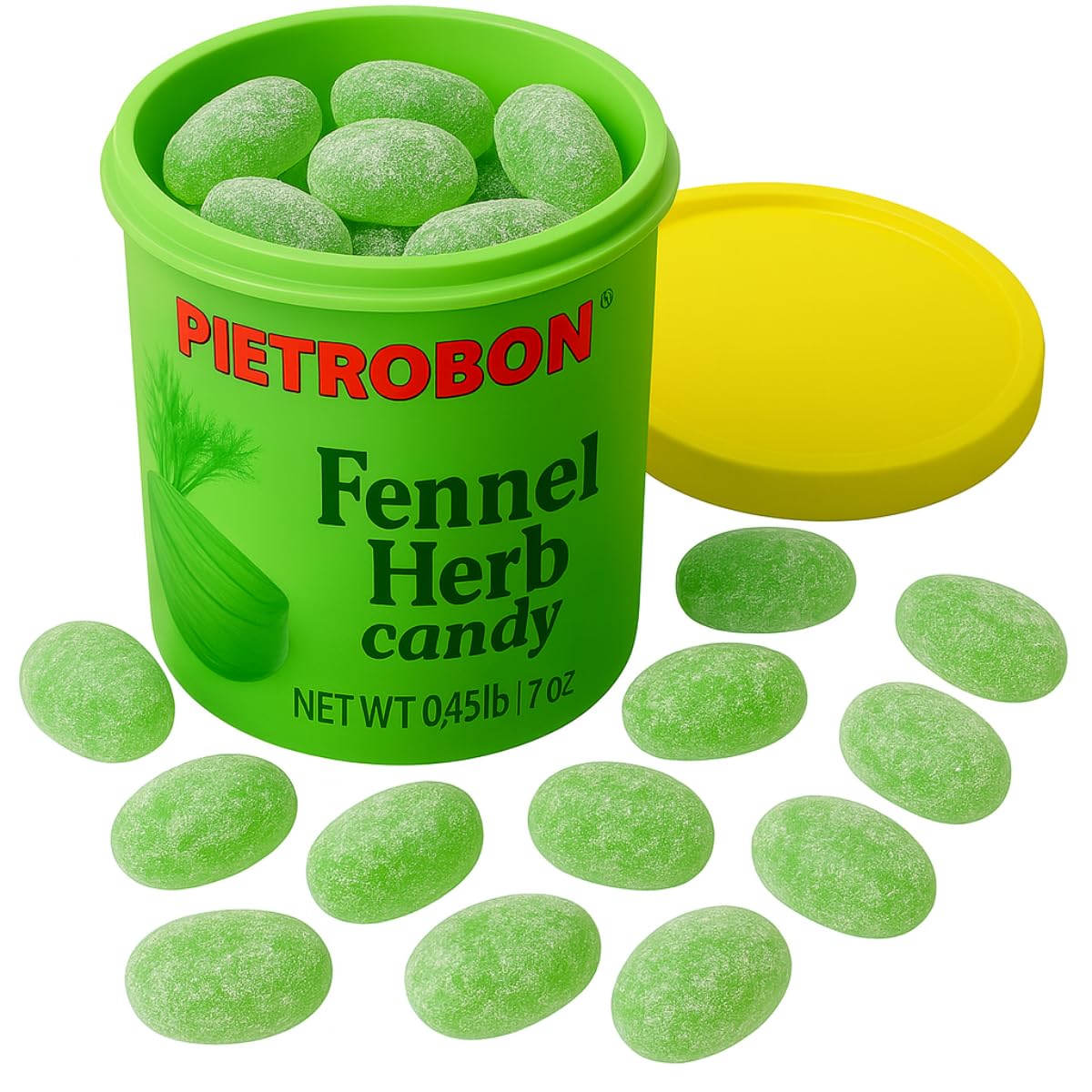 Fennel Hard Candy Drops Jar 7oz – Classic Retro Sweets & Snacks, for Birthday, Halloween, Holidays & Everyday Treats